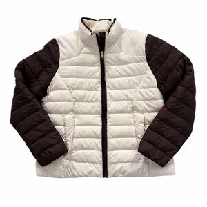 Lauren Ralph Lauren Active Down Filled Cream & Brown Coat Women's Large Puffer